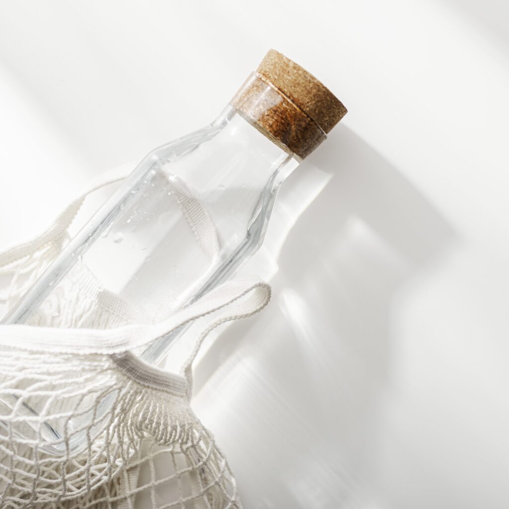 glass bottle in mesh cotton bag